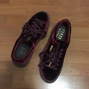 FENTY PUMAS burgundy velvet